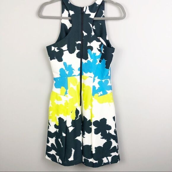 MILLY | Abstract Watercolor Floral Fit & Flare Dress Women’s Size 4 - Picture 6 of 11